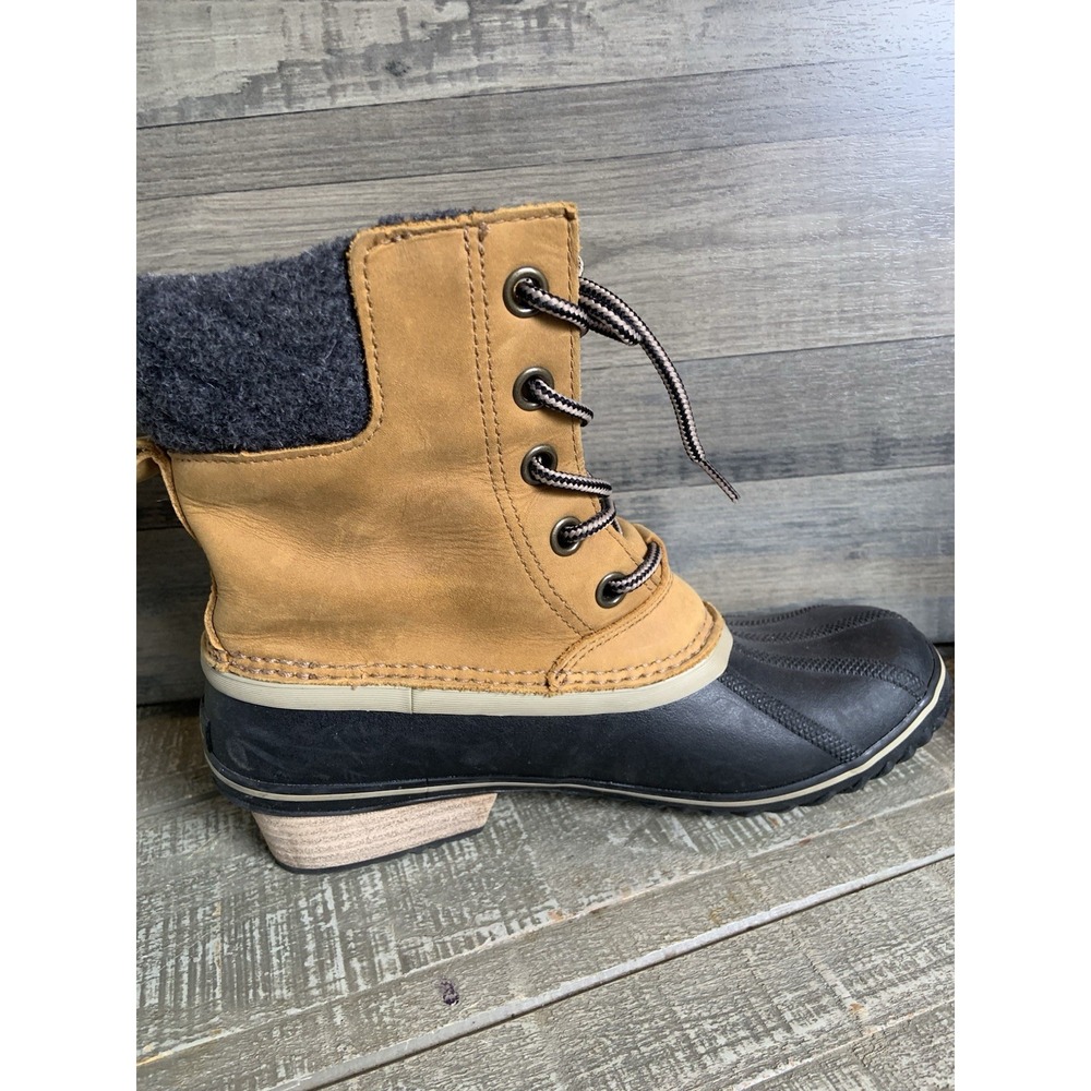 Sorel Slimpack Lace II Duck Boots Womens 9 NL2348-286 Elk Black Unique Heel - Picture 8 of 8